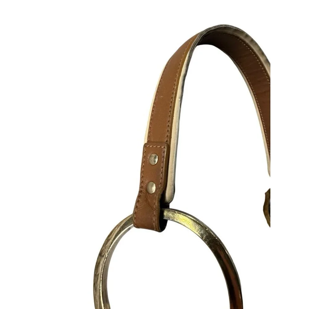 TOD'S Small Tan Leather Pocket Shoulder Hobo Bag Gold Rings Strap Made In Italy